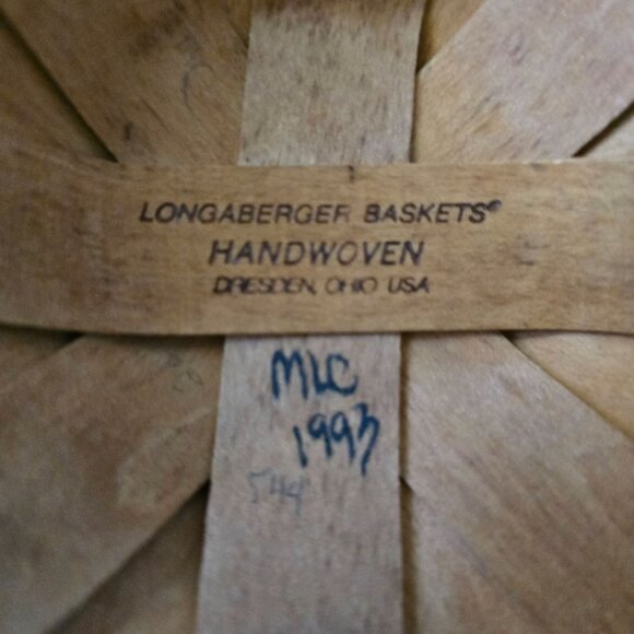 Longaberger Handwoven Small Basket With Handle 1993 Dresden Ohio USA Signed MIC - Picture 4 of 16